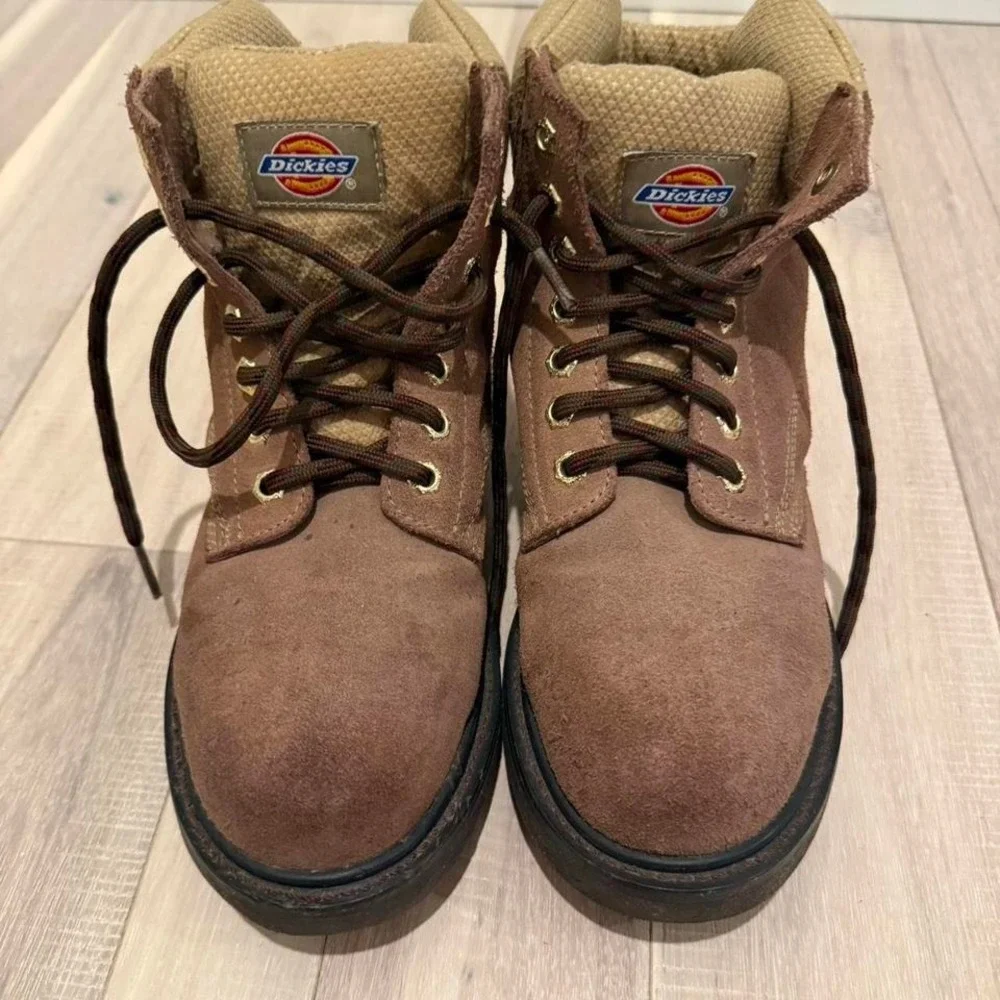 Dickies steel toe Sz 6.5 brown lace up boots #workwear #boots